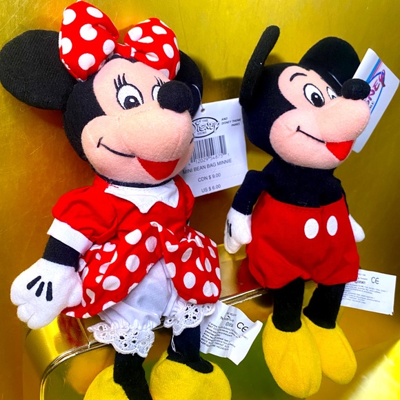 DISNEY EXCLUSIVE NWT VTG 90s CLASSIC MICKEY & MINNIE RETIRED BEAN BAG BAG PLUSH - Picture 3 of 11